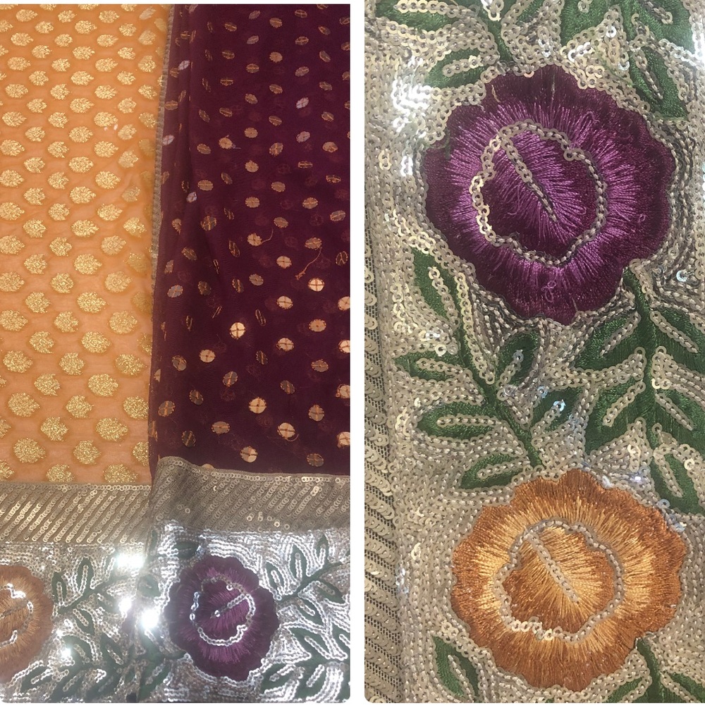Indian Pakistani Bollywood Burgundy Saree
